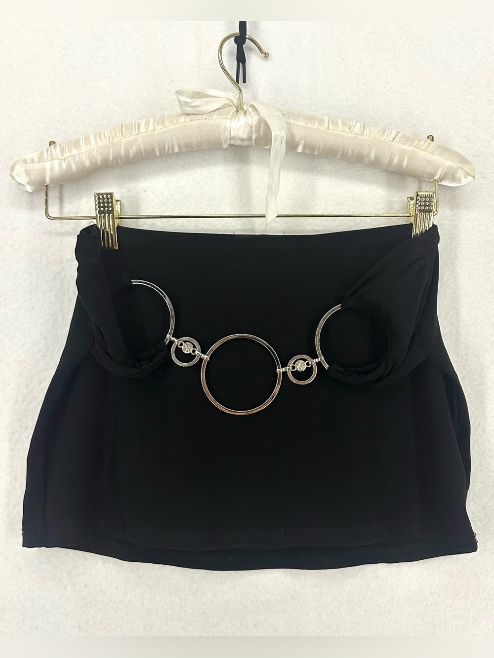 Symphony Black O-Ring Strapless Tube Top Women’s Medium Y2K Clubwear